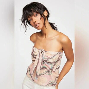 Free People FP One Women's Sunwashed Knot Blouson Strapless Top Size Small NWOT